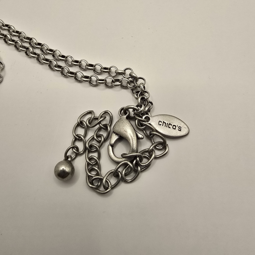 Chico's Silver-Tone Multi-Coin Lariat Necklace - Picture 4 of 6